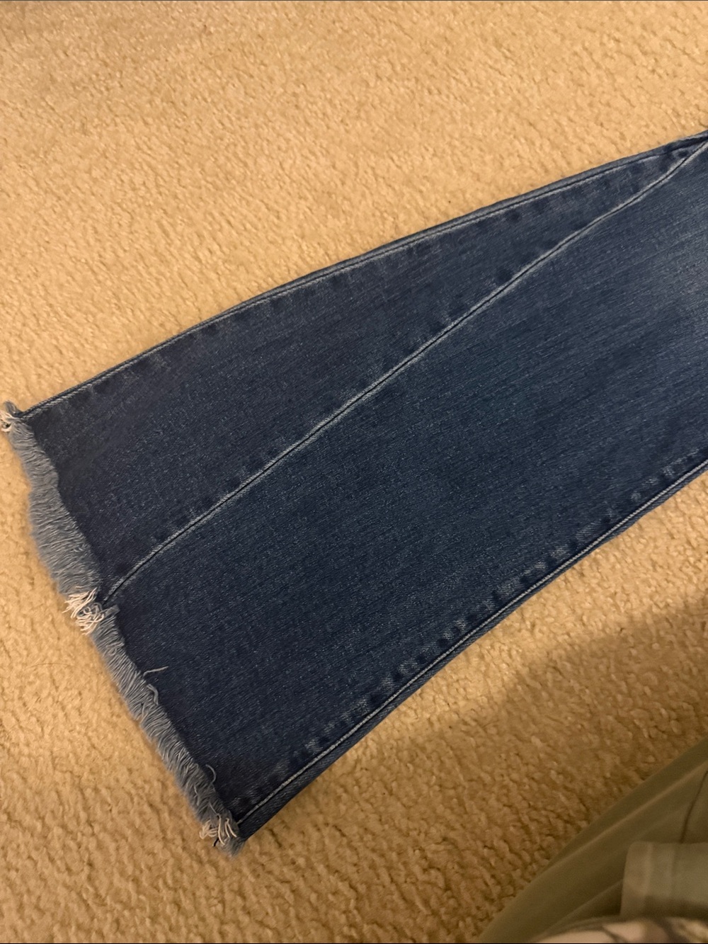 KanCan Dark Blue Flare Jeans with Raw Hem - Picture 2 of 4